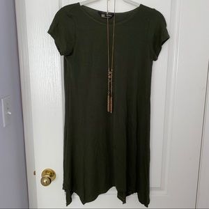 Green SJS Dress with Long Necklace